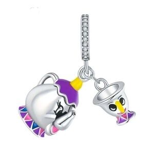S925 Sterling Silver Disney Inspired Mrs. Potts & Chip Charm - NWT